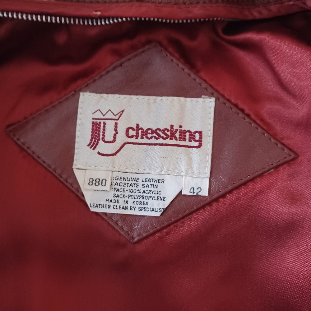 Mens Vintage Leather Chess King Motorcycle jacket with zip out lining.